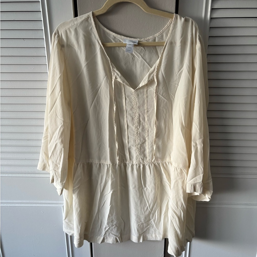 J. Jill Cream Blouse with Lace Detail